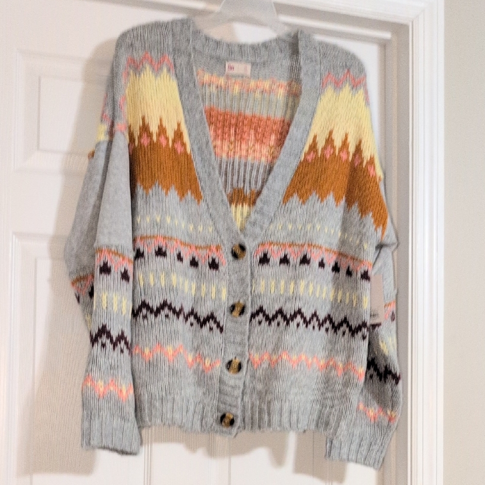 SO Gray Multicolor Cardigan Sweater